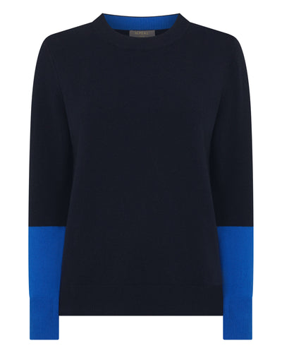 N.Peal Women's Relaxed Round Neck Cashmere Jumper Navy Blue