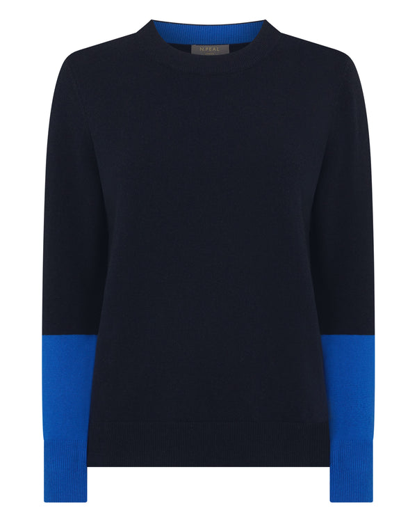 N.Peal Women's Relaxed Round Neck Cashmere Jumper Navy Blue
