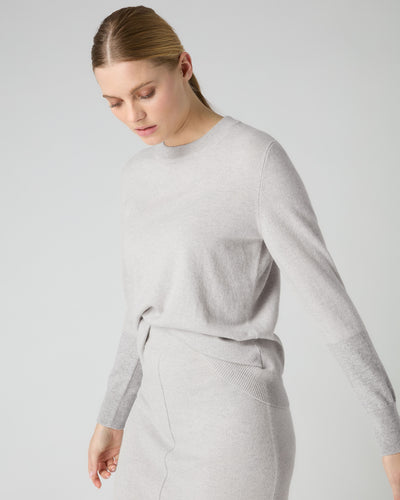 N.Peal Women's Relaxed Round Neck Cashmere Jumper Pebble Grey