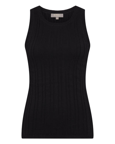 N.Peal Women's Cotton Cashmere Silk Tank Top Black