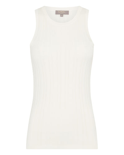 N.Peal Women's Cotton Cashmere Silk Tank Top New Ivory White