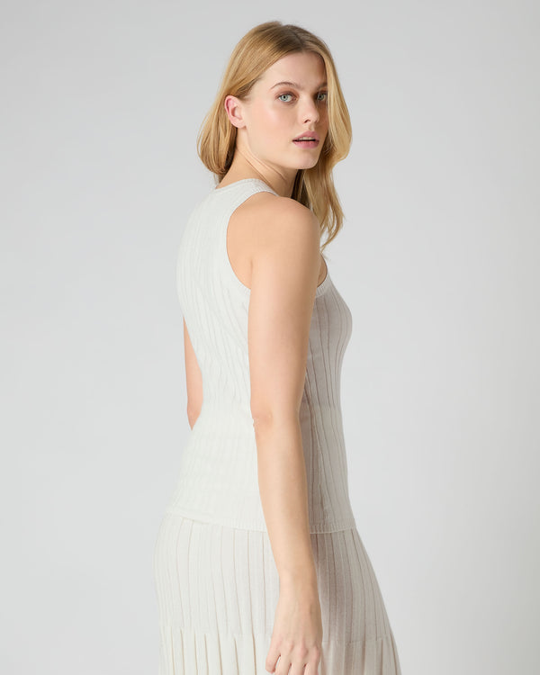 N.Peal Women's Cotton Cashmere Silk Tank Top New Ivory White