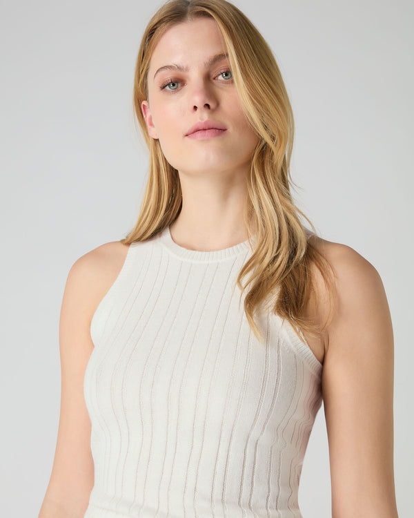N.Peal Women's Cotton Cashmere Silk Tank Top New Ivory White