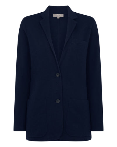 N.Peal Women's Superfine Cashmere Silk Blazer Navy Blue