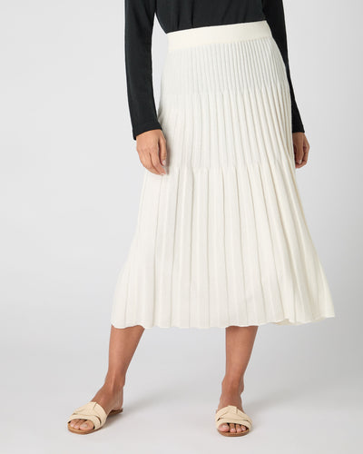 N.Peal Women's Cashmere Ribbed Skirt New Ivory White