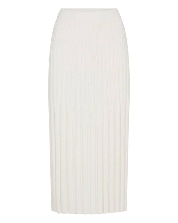 N.Peal Women's Cashmere Ribbed Skirt New Ivory White