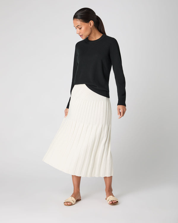 N.Peal Women's Cashmere Ribbed Skirt New Ivory White