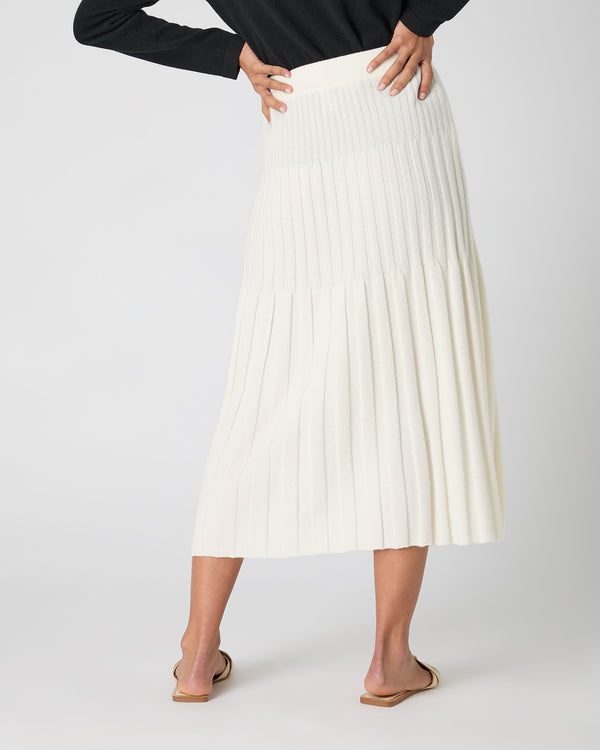 N.Peal Women's Cashmere Ribbed Skirt New Ivory White