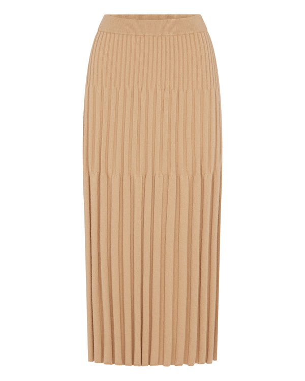 N.Peal Women's Cashmere Ribbed Skirt Sahara Brown
