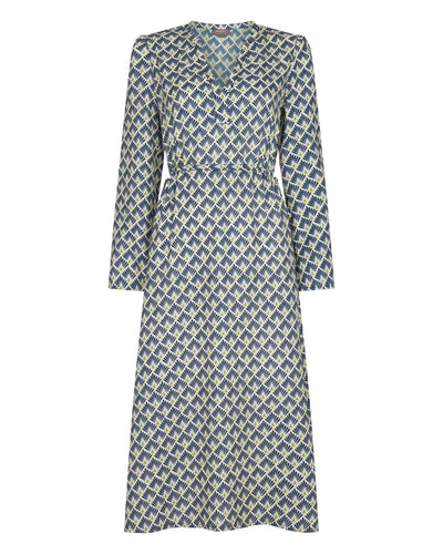 N.Peal Women's Printed Silk Cashmere Dress French Blue