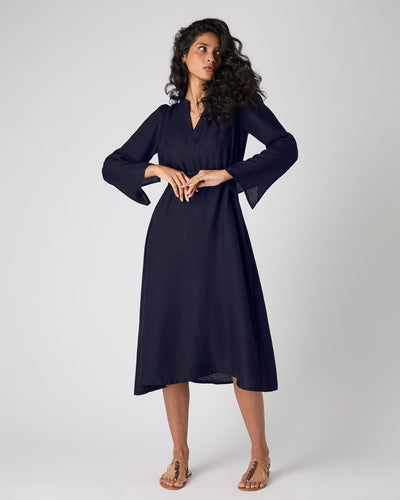 N.Peal Women's Silk Cashmere Dress Navy Blue