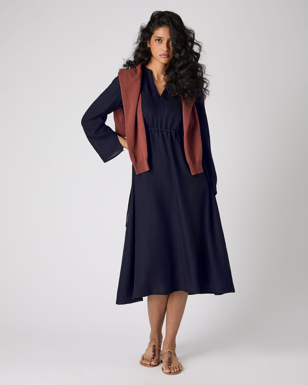 N.Peal Women's Silk Cashmere Dress Navy Blue