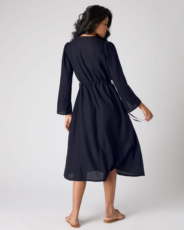 N.Peal Women's Silk Cashmere Dress Navy Blue