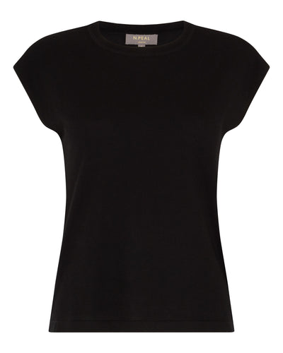 N.Peal Women's Cotton Cashmere Silk Top Black