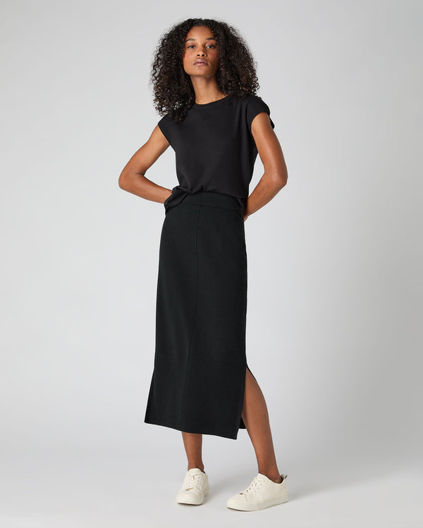 N.Peal Women's Cotton Cashmere Silk Top Black