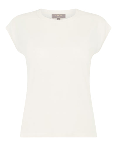 N.Peal Women's Cotton Cashmere Silk Top New Ivory White