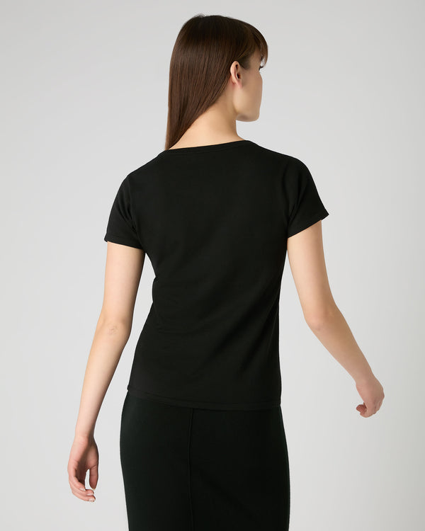 N.Peal Women's Cotton Cashmere Silk T-Shirt Black