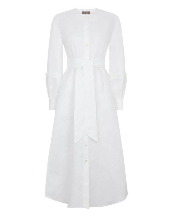 N.Peal Women's Willow Linen Dress White