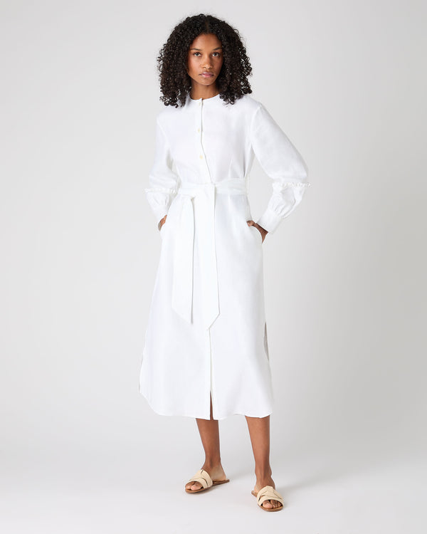 N.Peal Women's Willow Linen Dress White