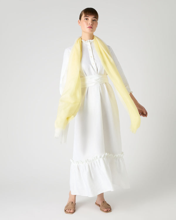 N.Peal Women's Iris Ruffle Linen Dress White