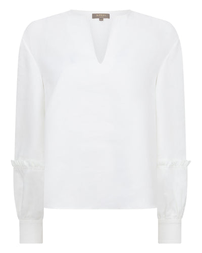 N.Peal Women's Sienna Linen Top White