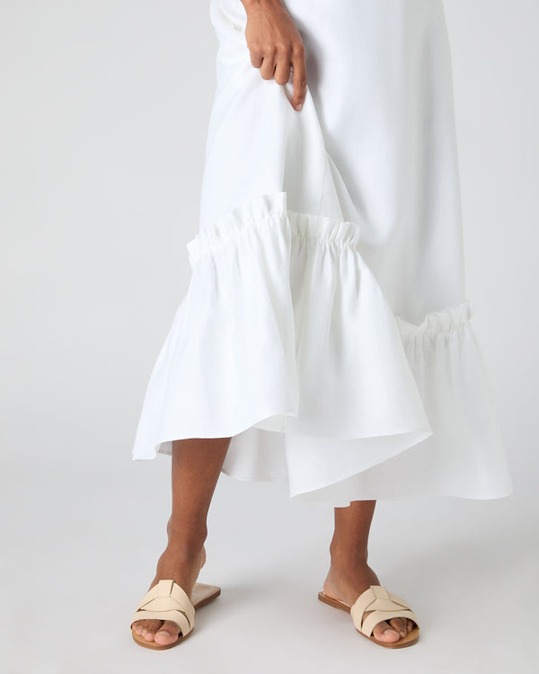 N.Peal Women's Sofia Ruffle Linen Skirt White