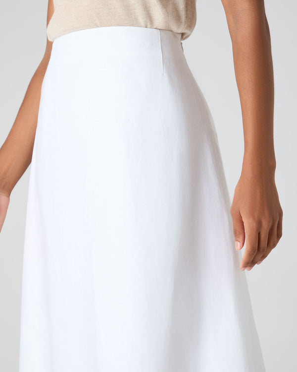 N.Peal Women's Sofia Ruffle Linen Skirt White