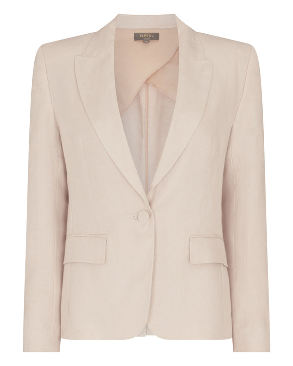 N.Peal Women's Chloe Linen Jacket Oat Brown