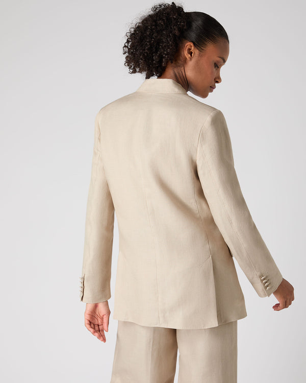 N.Peal Women's Ava Double Breasted Linen Jacket Oat Brown