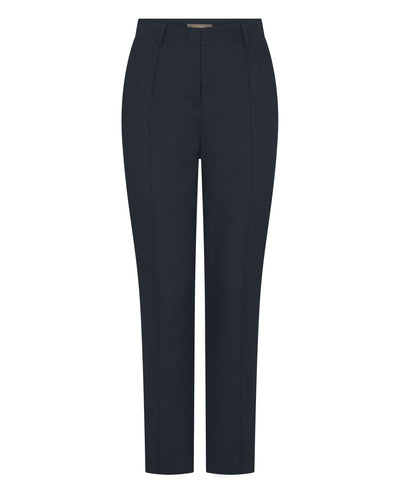 N.Peal Women's Harper Crop Linen Trouser Navy Blue