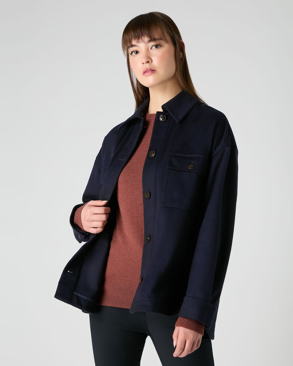 N.Peal Women's Olivia Overshirt Navy Blue