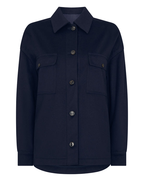 N.Peal Women's Olivia Overshirt Navy Blue