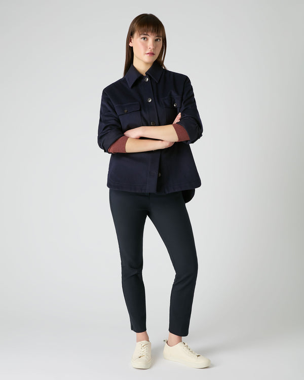 N.Peal Women's Olivia Overshirt Navy Blue