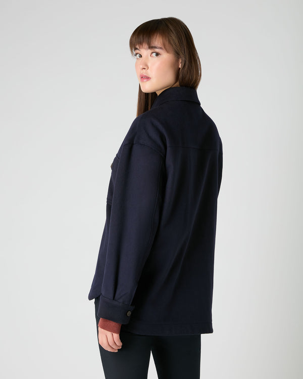 N.Peal Women's Olivia Overshirt Navy Blue