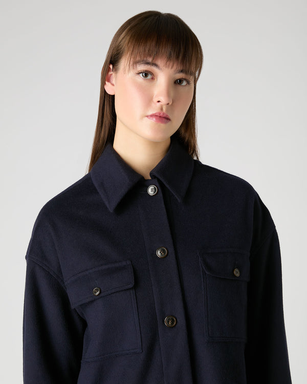 N.Peal Women's Olivia Overshirt Navy Blue