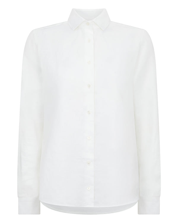 N.Peal Women's Classic Linen Shirt White