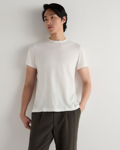 N.Peal Men's Sea Island Cotton T-Shirt White