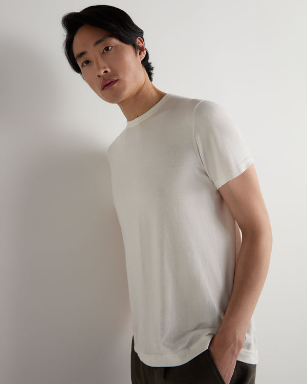 N.Peal Men's Sea Island Cotton T-Shirt White