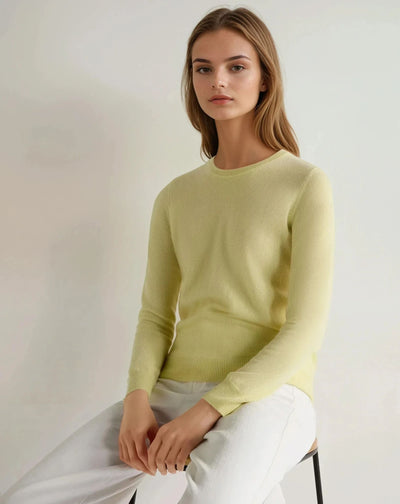N.Peal Women's Evie Classic Round Neck Cashmere Jumper Granita Yellow