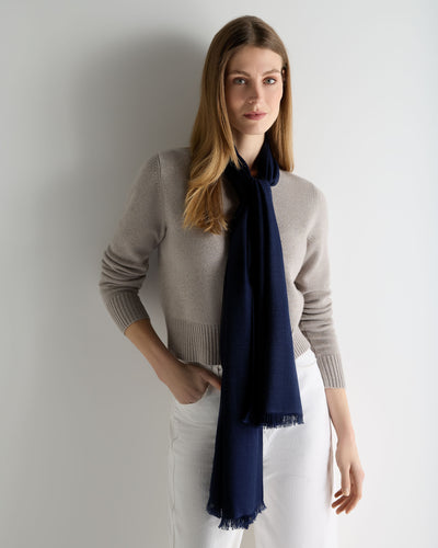 N.Peal Women's Pashmina Cashmere Stole Deep French Blue