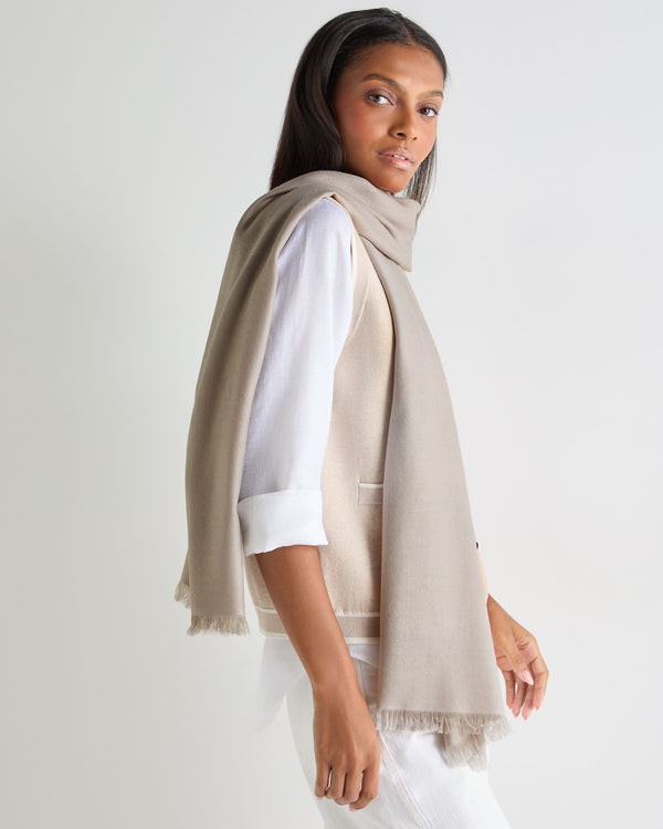 N.Peal Women's Pashmina Cashmere Stole Oat Grey