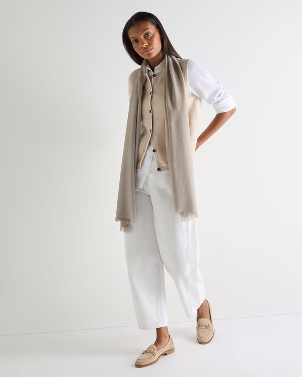 N.Peal Women's Pashmina Cashmere Stole Oat Grey