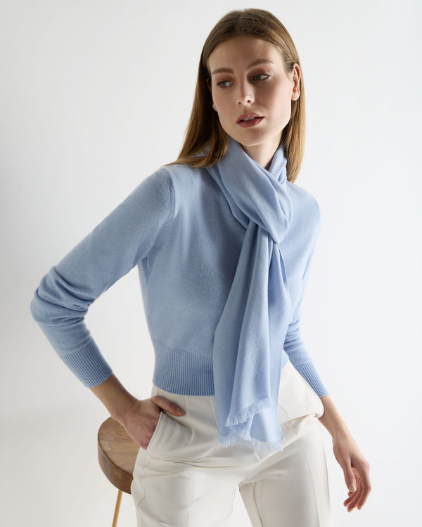N.Peal Women's Pashmina Cashmere Stole Sea Mist Blue