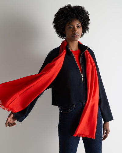 N.Peal Women's Pashmina Cashmere Stole Tomato Red