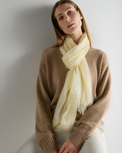 N.Peal Women's Ultrafine Pashmina Cashmere Shawl Butter Yellow