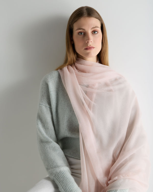 N.Peal Women's Ultrafine Pashmina Cashmere Shawl Powder Pink