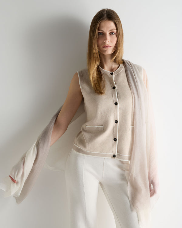 N.Peal Women's Dip Dye Cashmere Scarf Oat Grey