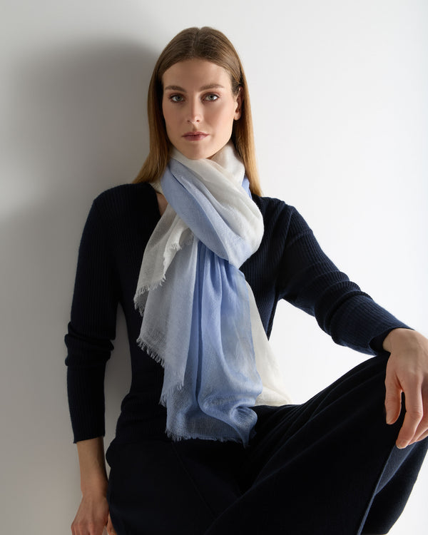 N.Peal Women's Dip Dye Cashmere Scarf Sea Mist Blue