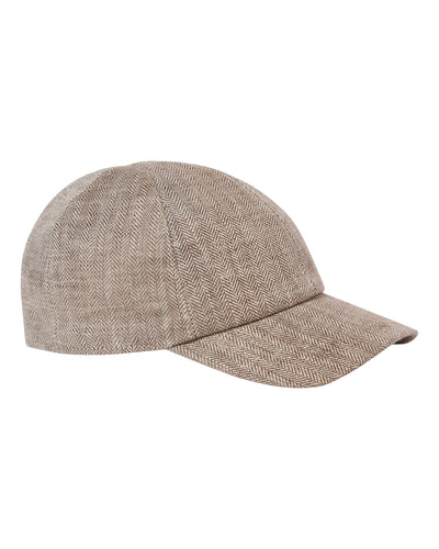 N.Peal Unisex Linen Herringbone Cap Brown