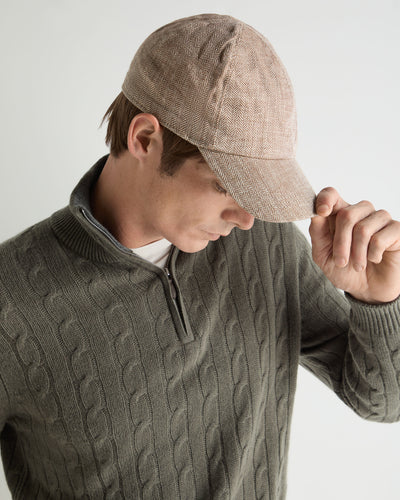 N.Peal Unisex Linen Herringbone Cap Brown